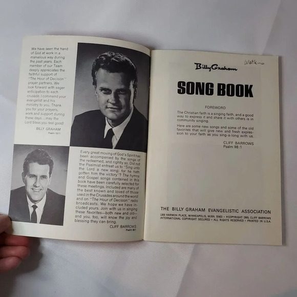 Billy Graham Crusade Songs Song Book Compiled By Cliff Barrows 1969 The Billy Gr - Picture 5 of 5